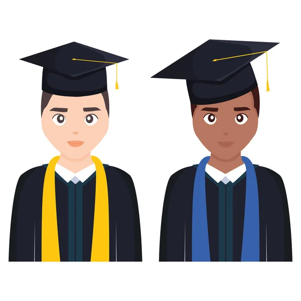 青年学生毕业多样性字符 — 图库矢量图片