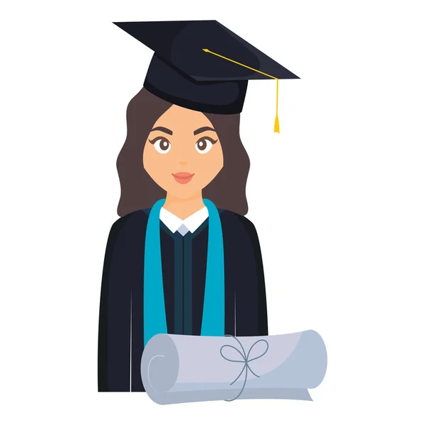 Jovem estudante graduado menina com diploma — Vetor de Stock