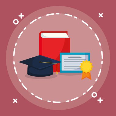 metin kitap mezuniyet şapka ve diploma