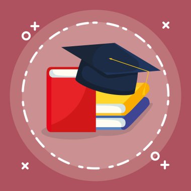 ders kitapları ile şapka mezuniyet