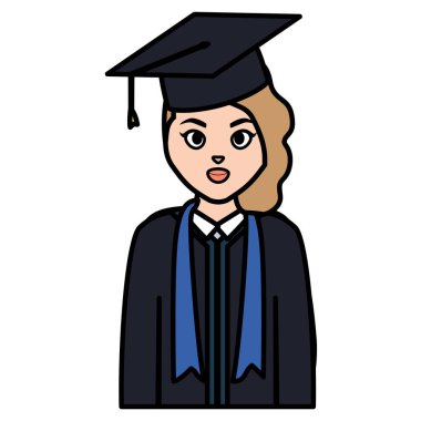 Genç öğrenci kız karakter mezun oldu.