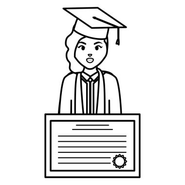 Genç öğrenci diploma ile mezun kız