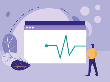 Şablon Web sayfasını kullanan adam