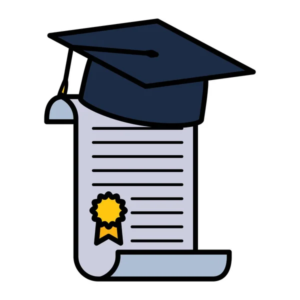 Afstuderen certificaat en hoed — Stockvector