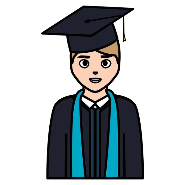 Joven estudiante graduado carácter — Vector de stock