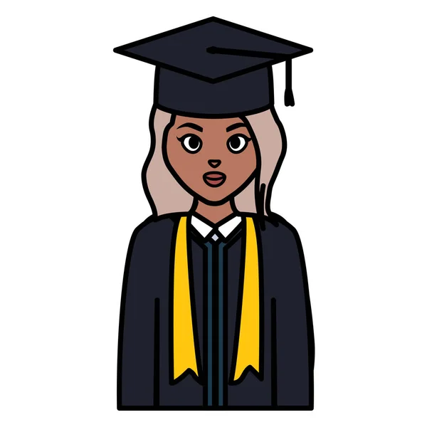 Young student graduated girl black character — Stock Vector