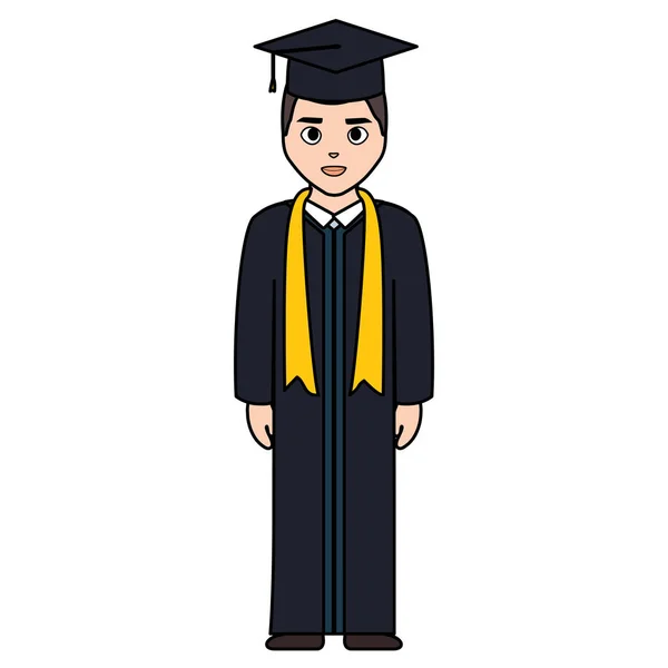 Jovem estudante caráter graduado — Vetor de Stock
