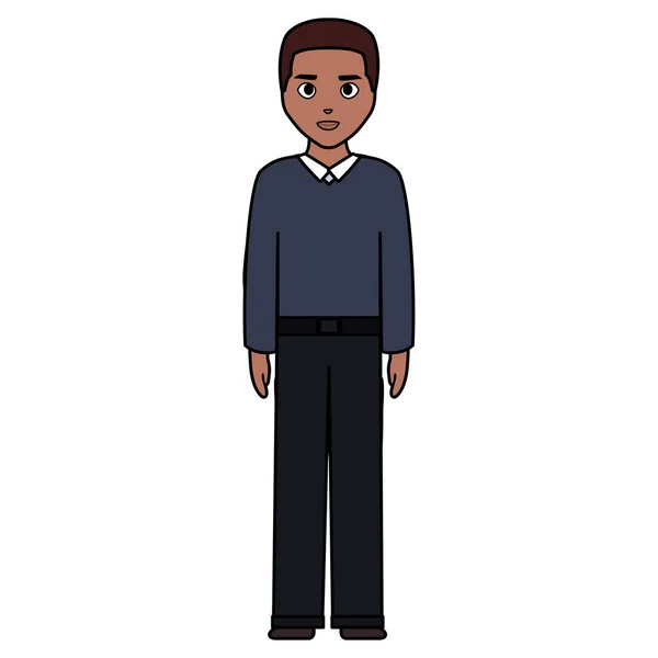 Jeune et occasionnel noir homme caractère — Image vectorielle