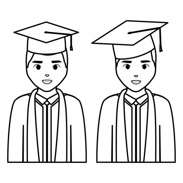 Young students graduated diversity characters — Stock Vector