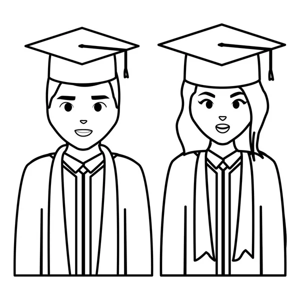 Giovani studenti laureati coppia diversità — Vettoriale Stock