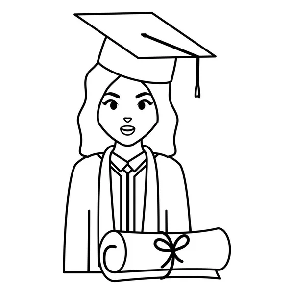 Joven estudiante graduado chica con diploma — Vector de stock