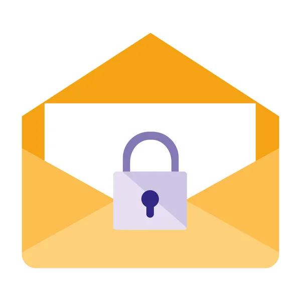 Enveloppe mail avec cadenas — Image vectorielle