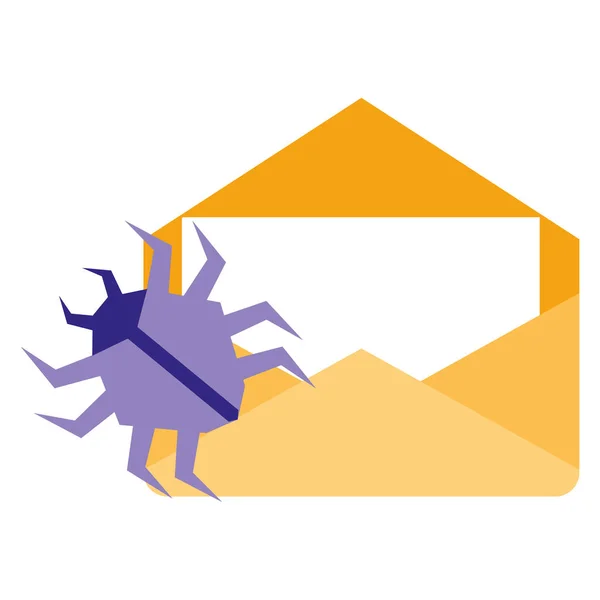 Courrier enveloppe avec virus bug — Image vectorielle
