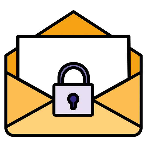 Enveloppe mail avec cadenas — Image vectorielle