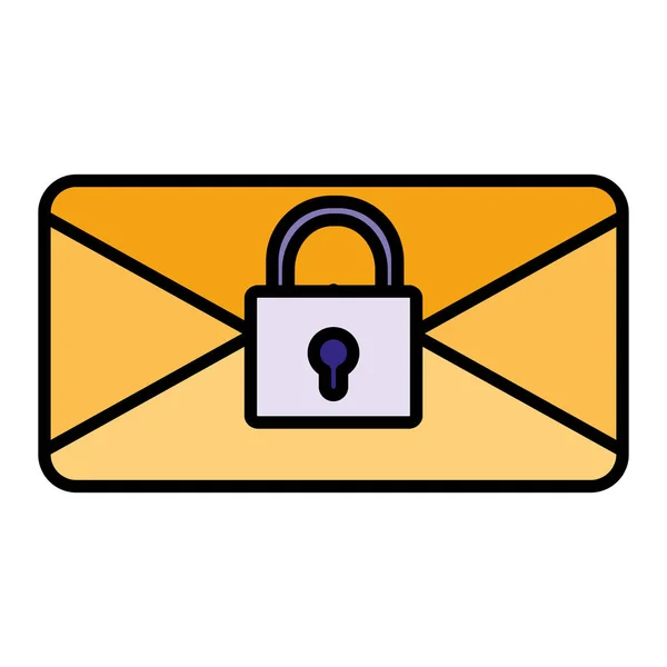 Enveloppe mail avec cadenas — Image vectorielle