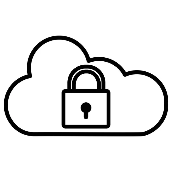 Bezpieczne bezpieczne kłódki z cloud computing — Wektor stockowy