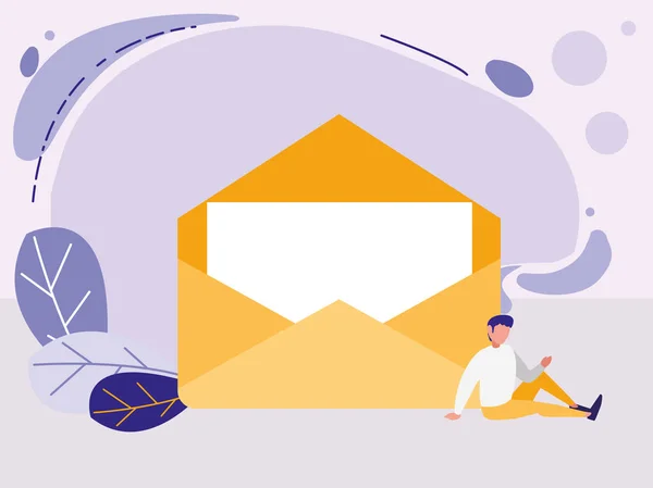 Man met envelop mail — Stockvector