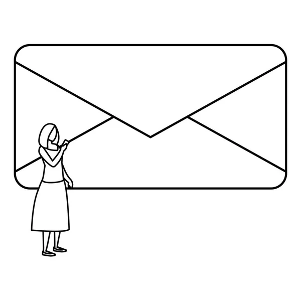 Kvinna med kuvert mail — Stock vektor