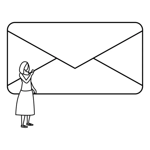 Mujer con correo sobre — Vector de stock