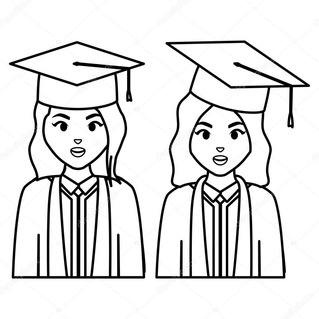 young students graduated girls diversity characters