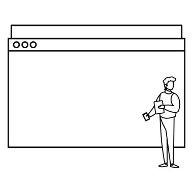 Nabız satırıyla Şablon Web sayfasını kullanan adam