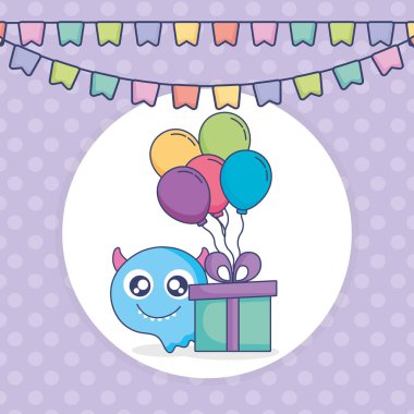 hediye ve balon helyum karakteri ile deli canavar