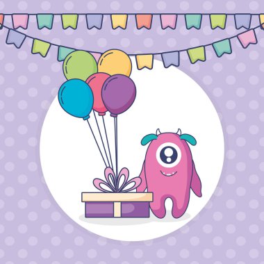 hediye ve balon helyum karakteri ile deli canavar