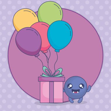 Balonlar helyum ve hediye ile ifade yüz