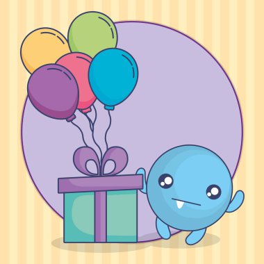 Balonlar helyum ve hediye ile ifade yüz