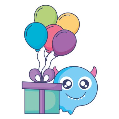 hediye ve balon helyum karakteri ile deli canavar