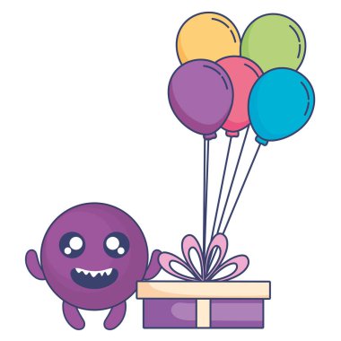 Balonlar helyum ve hediye ile ifade yüz