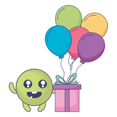 Balonlar helyum ve hediye ile ifade yüz