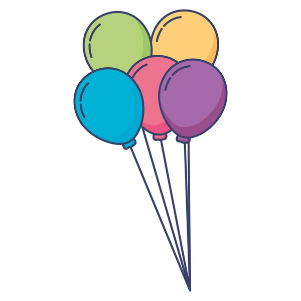 Ballonnen helium zwevende pictogram — Stockvector