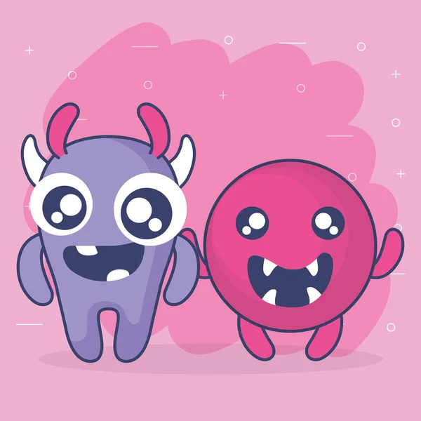 Monstruos locos personajes cómicos — Vector de stock