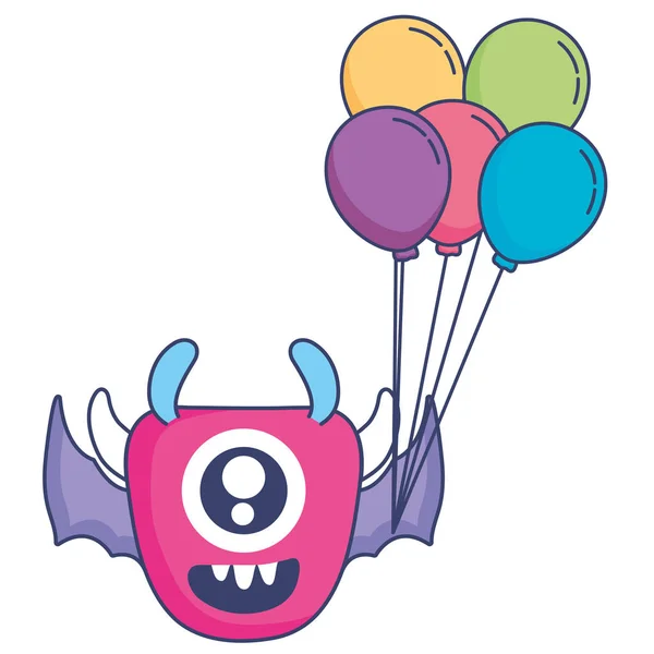 Crazy Monster mit Luftballons Helium-Charakter — Stockvektor