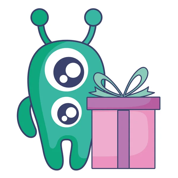 Monstruo loco con carácter cómico regalo — Vector de stock