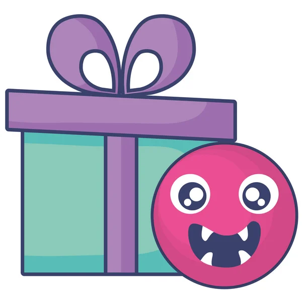 Emoticono cara con regalo caja presente — Archivo Imágenes Vectoriales