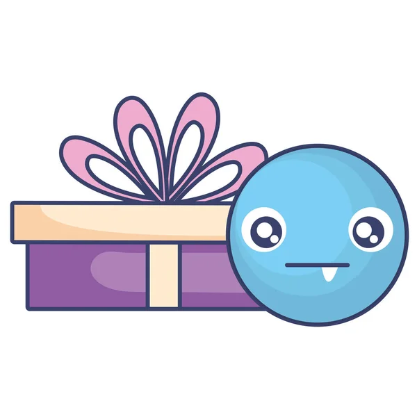Emoticono cara con regalo caja presente — Vector de stock