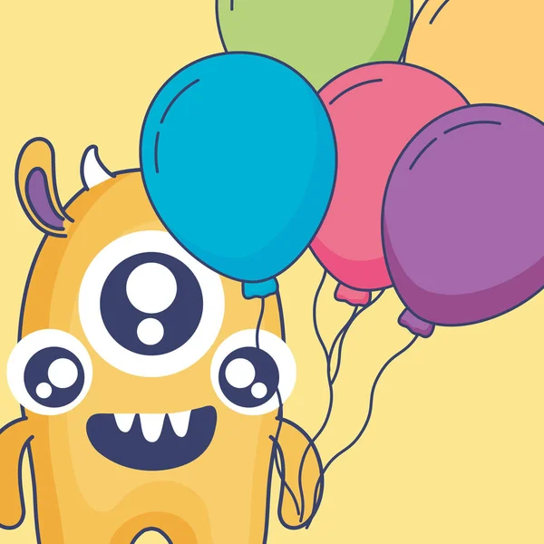 Bláznivé monster znakem helium balónky — Stockový vektor