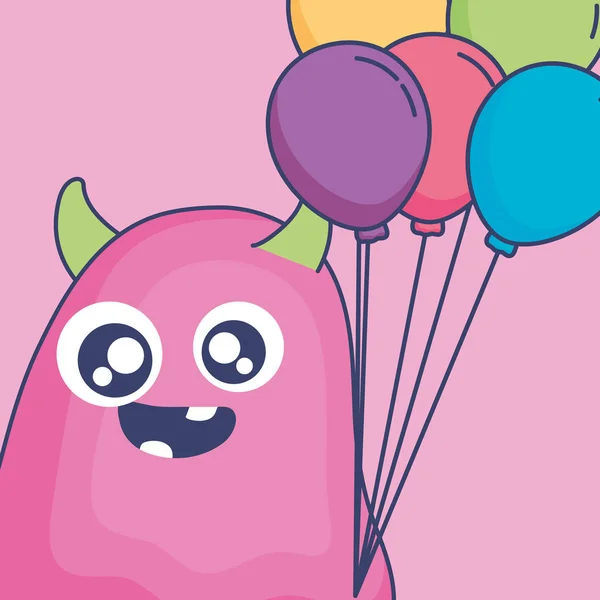 Gek monster met ballonnen helium karakter — Stockvector