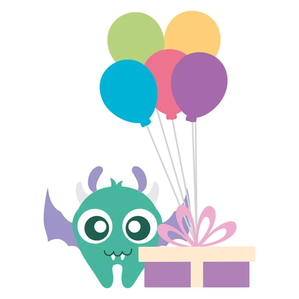 Potwór szalony znakiem daru i balony Hel — Wektor stockowy