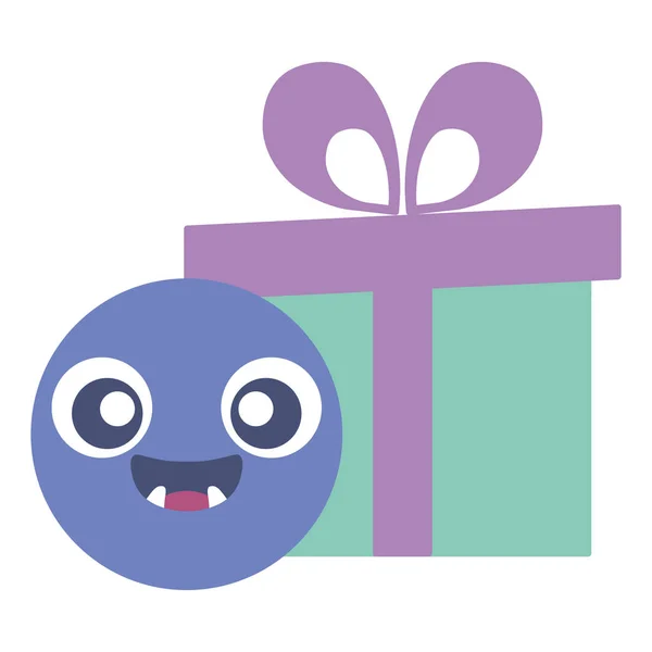 Emoticono cara con regalo caja presente — Archivo Imágenes Vectoriales