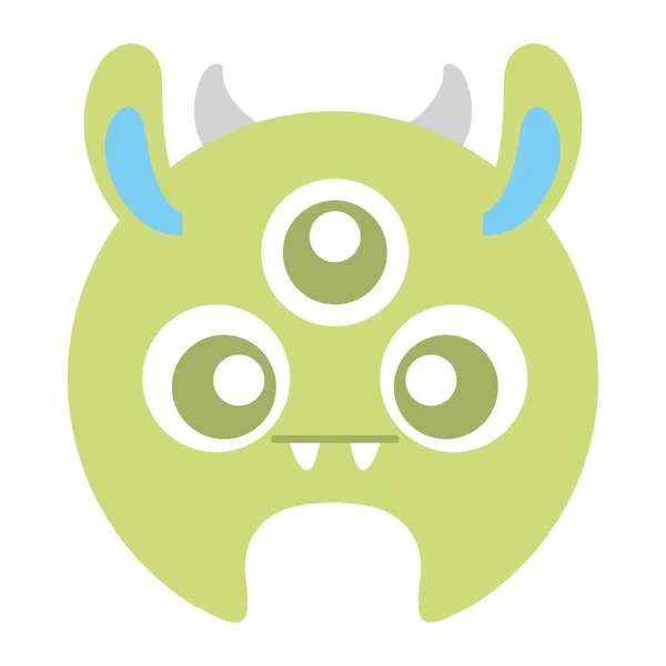 Monstre fou avec trois yeux personnage comique — Image vectorielle