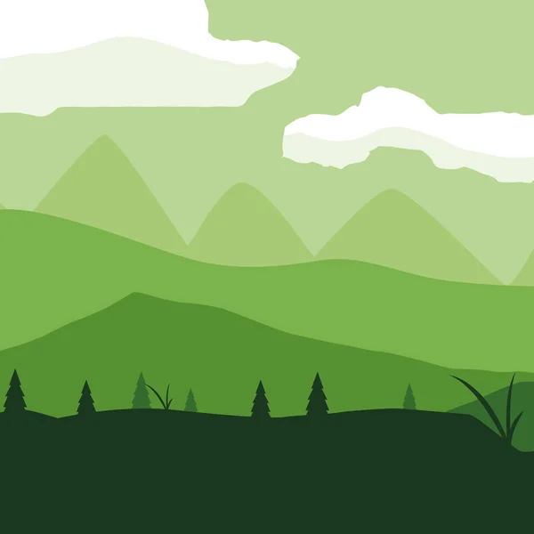 Bosque paisaje escena icono — Vector de stock