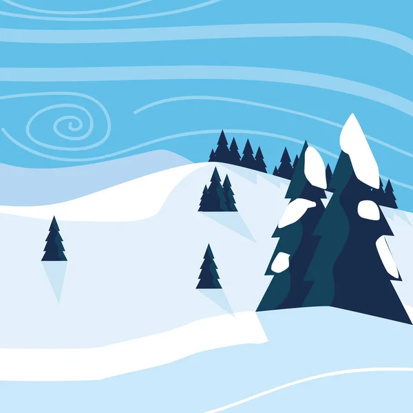 Paysage de neige icône scène — Image vectorielle