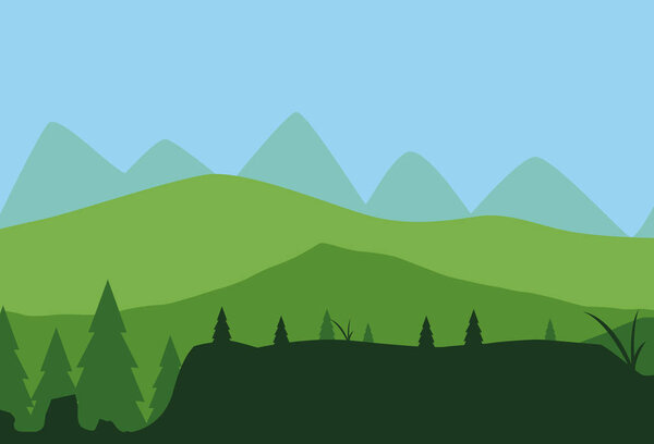 forest landscape scene icon