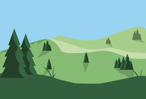 숲 풍경 장면 아이콘 — 스톡 벡터