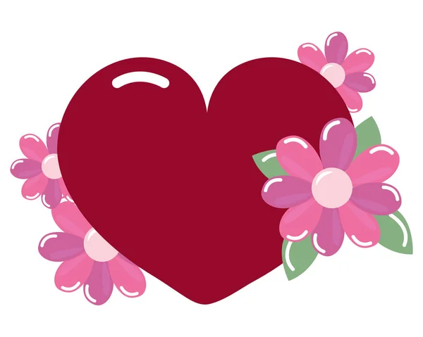 Herz Liebe Blumen Arrangement — Stockvektor