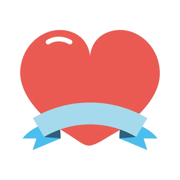 หัวใจแดงรักริบบิ้น — ภาพเวกเตอร์สต็อก