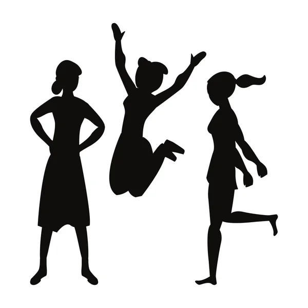 Vrouwen groep silhouet — Stockvector